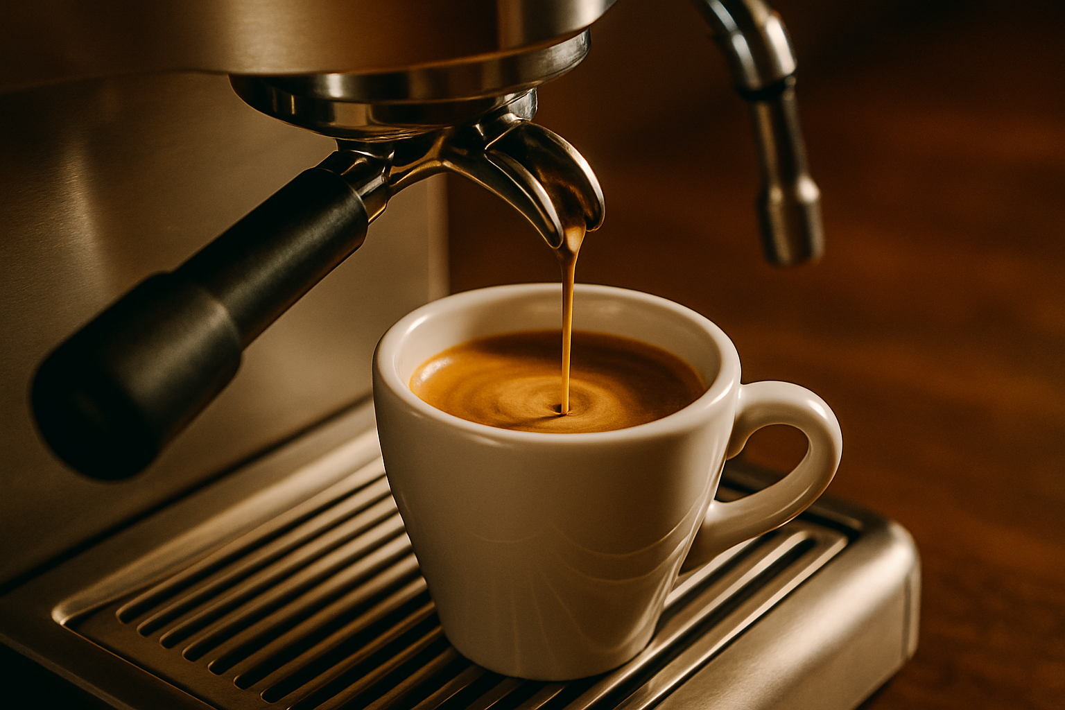 Portafiltreden akarken kreması belirgin bir espresso