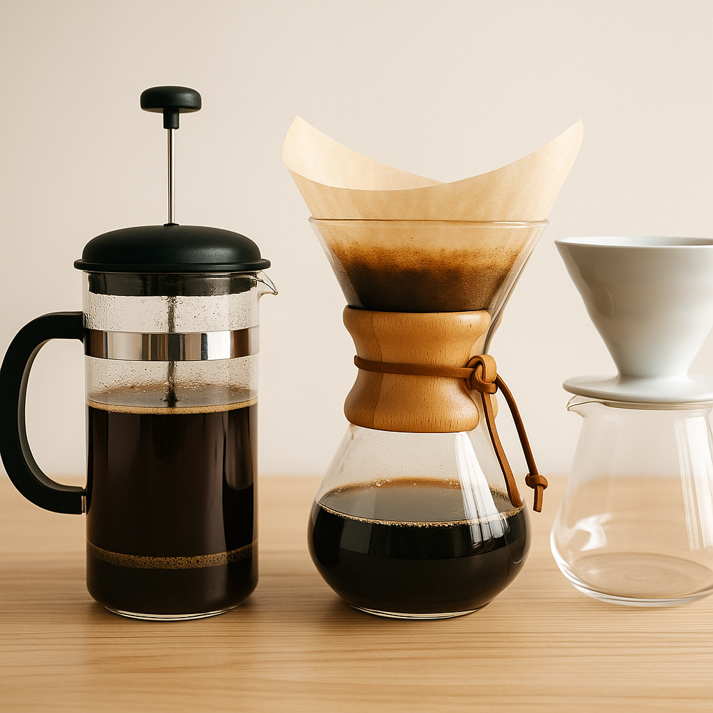 Demleme Yöntemleri ve Öneriler — V60, Chemex, French Press gibi farklı demleme ekipmanlarına özel önerilerimizle kahvenizi en ideal lezzet profiliyle hazırlayabilirsiniz.